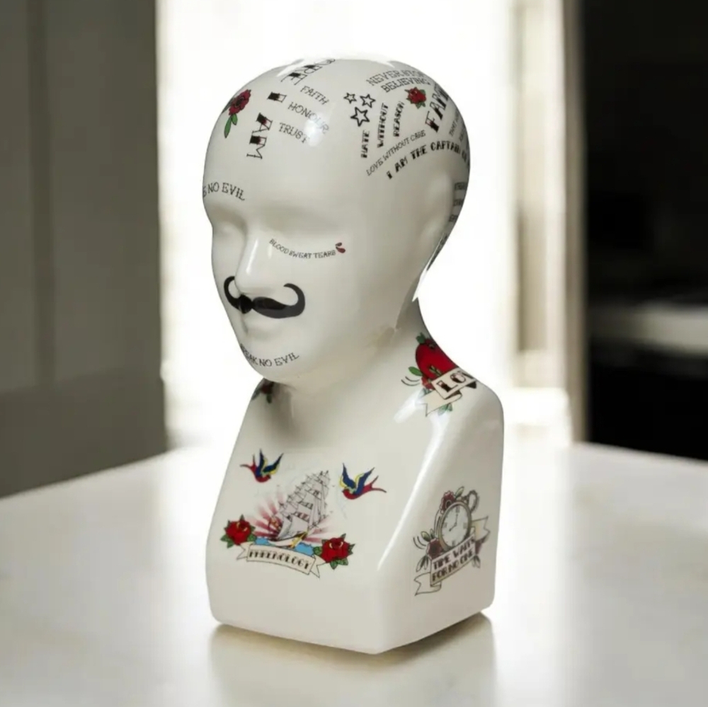 NWT Phrenology Ceramic Head